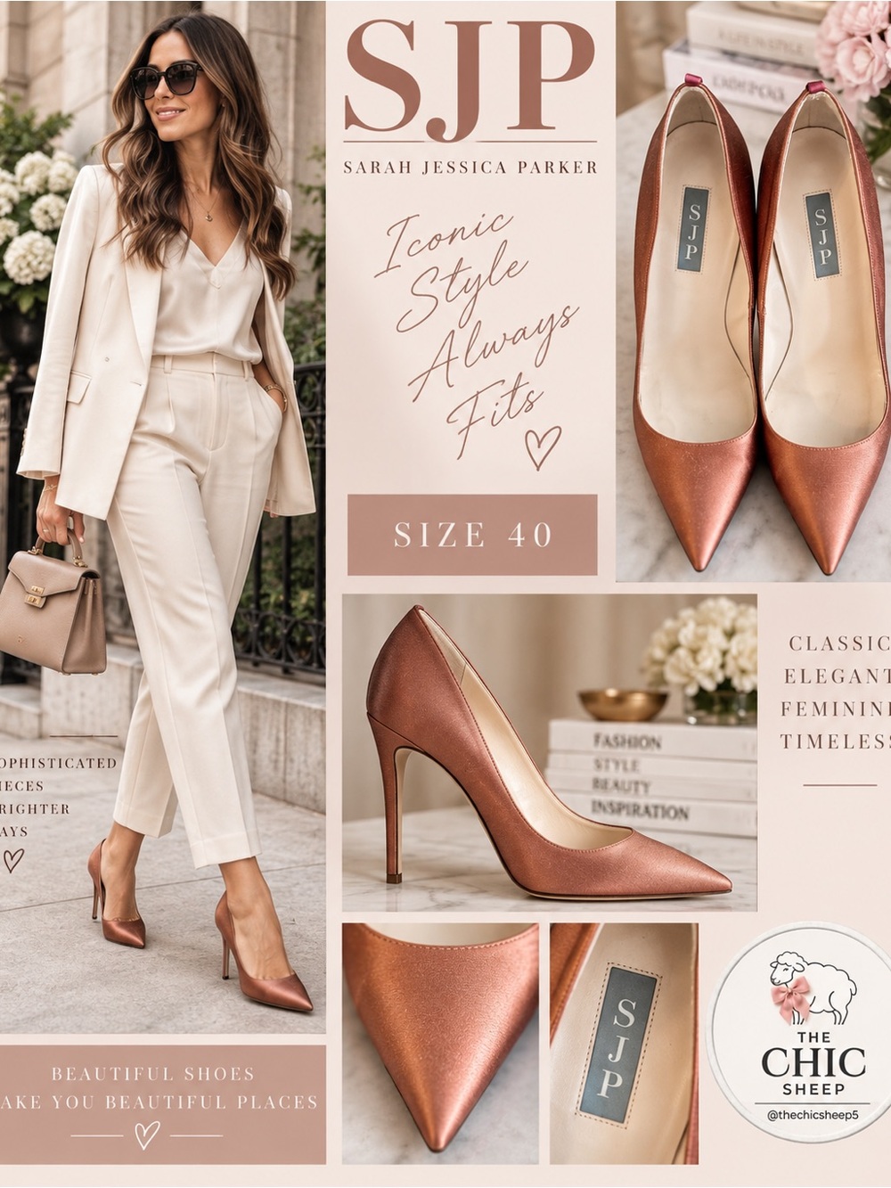 SJP by Sarah Jessica Parker Metallic Copper Satin Pointed-Toe Pumps